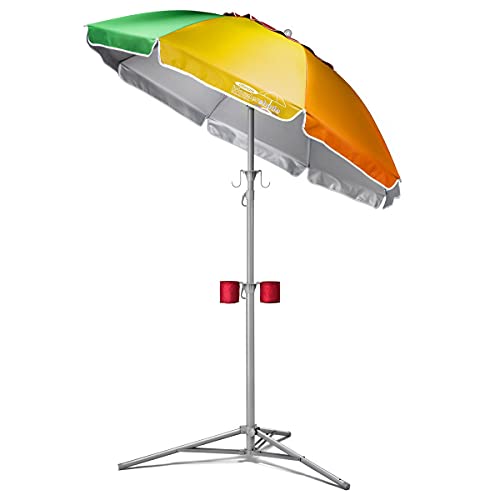 Wondershade Ultimate Portable Sun Shade Umbrella – Lightweight Adjustable Outdoor Patio & Beach Umbrella with Tripod Base (Rainbow) - color: Rainbow