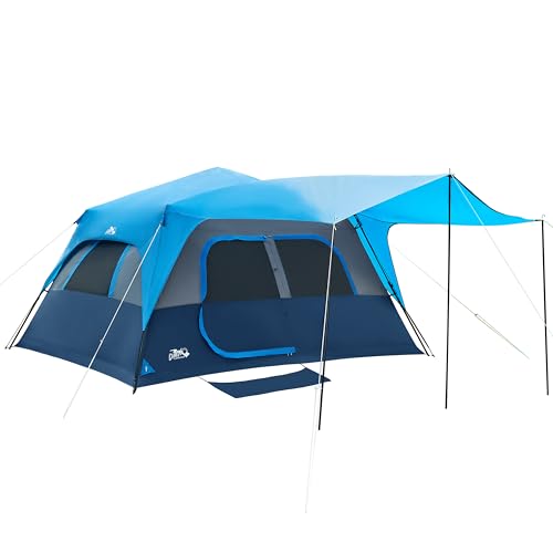 8 Person Instant Cabin Tent, Easy 60 Second Setup Family Tents for Camping, Pop up Camping Tent, Large Waterproof Tents for Outdoor Camping, Spacious Interior, Upgraded Ventilation - color: Blue