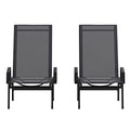 Flash Furniture Brazos Set of 2 Adjustable Chaise Lounge Chairs with Arms, All-Weather Outdoor Five-Position Recliners, Black/Black - color: Black/Black, size: Set of 2