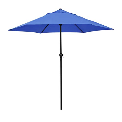 Sunline 9 ft Patio Umbrella with Crank & Push Button Tilt, Outdoor Market Umbrella with UV Protection & Wind Vent, Metal Frame for Deck, Pool & Table, Pacific Blue - color: Pacific Blue, size: 9 foot