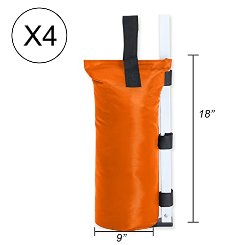 ABCCANOPY Canopy Weights Set of 4-120LBS Sand Bags for Pop up Tent, Weight Bags for Outdoor Gazebo, Trampoline, Pergola, Orange (Without Sand) - color: Orange, size: 120lbs