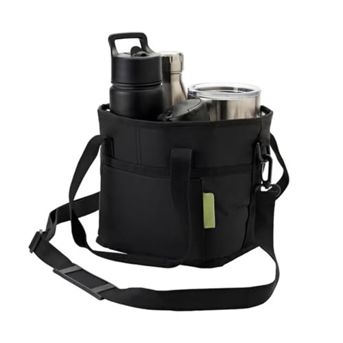 Family Size 4 Compartment Drink Carrier Bag, Cup Carrier Caddy for Hot & Cold Drinks, Portable Cup Holder for Car Travel, Beach, Picnic, Camping & Commute (Black) - color: Black