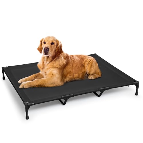 Love&go Elevated Dog Bed with Metal Frame, Cooling Raised Pet Cot for Dog and Cat (XL - Black, XLarge- 44x34x5.5 inch) - color: XL - Black, size: XLarge- 44x34x5.5 inch