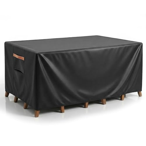 Outdoor Patio Furniture Cover Rectangular, Heavy Duty 600D Waterproof Cover for Table & Chair Set, Windproof, UV Resistant, All-Season Protection for Backyard,Deck & Garden,76" L x 54" W x 28" H,Black - color: Rectangle Cover-Black, size: 76 x 54 x 28 inc