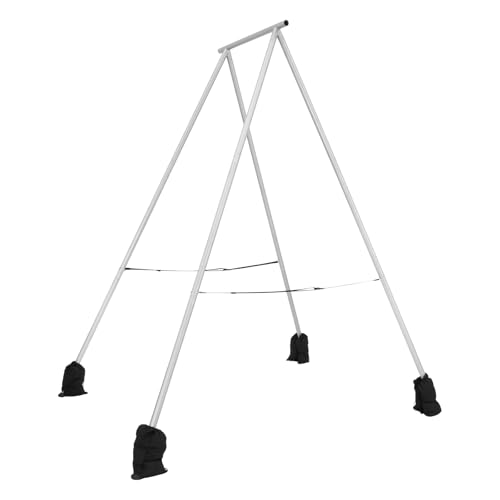 VEVOR Yoga Stand Frame, Max 441-551 lbs Load Swing Stand, Triangular Structure Aerial Rig, Aerial Silk Stands with Yoga Hammock, Standard & Height-Adjustable Version - color: Steel Silver, style: Standard Version