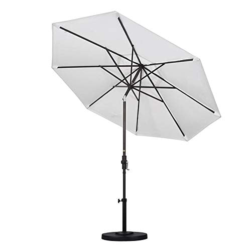 California Umbrella 9' Rd Pacific Trail Series Aluminum Patio Umbrella, Crank Lift, Push Button Tilt, Black Finish, Sunbrella Cabana Regatta fabric - color: Cabana Regatta