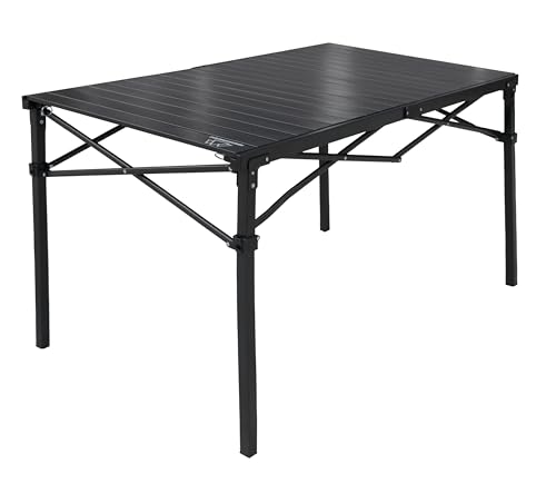 MOUNTAIN SUMMIT GEAR Heavy-Duty Roll-Top Table for Camping (Large) - Portable Aluminum-Top Folding Table with Steel Frame by Caddis Sports - size: Large