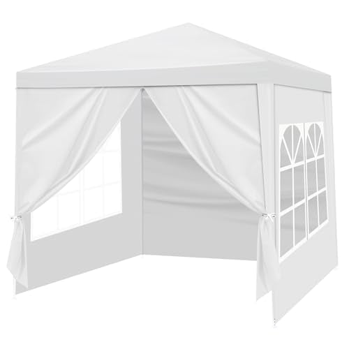 6.5x6.5ft Heavy Duty Commercial Canopy Tent,Portable Folding Canopy Tents,Waterproof Patio Gazebo Tent,Folding Outside Shelter Gazebos,with 4 Removable Sidewalls,for Wedding Party Backyard (White) - color: White