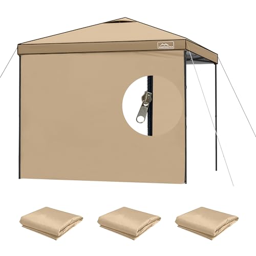 KAMPKEEPER 10X10 Canopy Tent Sidewalls with Zipper for Canopy Frame, 3Pcs Sunwalls Only, UPF50+ Waterproof Side Walls(Light Khaki) - color: Light Khaki