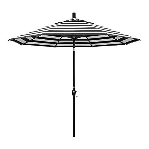 California Umbrella 9' Rd Pacific Trail Series Aluminum Patio Umbrella, Crank Lift, Push Button Tilt, Black Finish, Sunbrella Cabana Classic Fabric - color: Cabana Classic