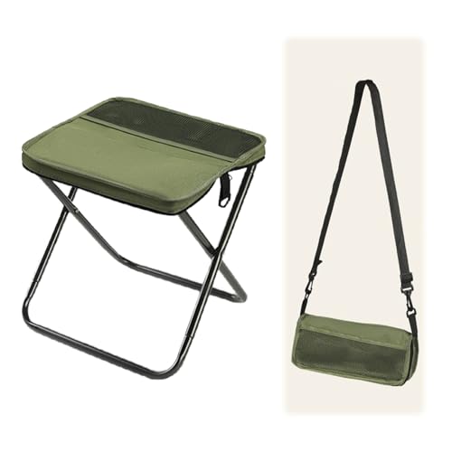 Foldable Backpack Stool, 2026 New Portable Folding Camping Stool with Shoulder Strap, Tiny Ultralight Pocket Chair That Turns into a Satchel, for Fishing, Hiking, Hunting (Green, Medium) - color: Green, size: Medium