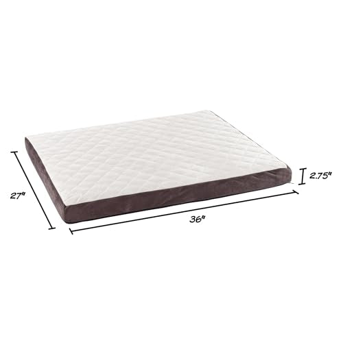 Dog Bed - Charcoal Infused Foam Pet Bed with Plush Cover - Egg-Crate Style Floor Mat with Nonslip Base for Dogs up to 65lbs by PETMAKER (Brown)