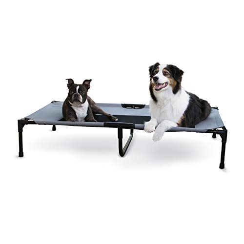 K&H Pet Products Outdoor Elevated Dog Cot, Breathable Cooling Elevated Cot Hammock Pet Bed for XL Dogs, Washable Mesh Cover, Raised Metal Frame, Collapsible, Portable - Extra-Large 50 X 32in Gray - color: Gray/Black Mesh, size: X-Large 50"L x 32"W