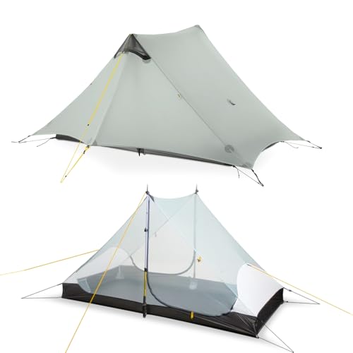 LANSHAN Ultralight Tent 3-Season Backpacking Tent for 1-Person or 2-Person Camping, Trekking, Kayaking, Climbing, Hiking - color: 2-person, grey