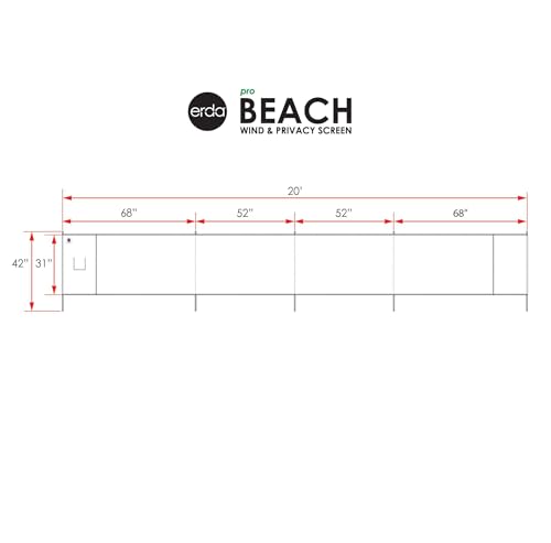 erda Liberty Stripe Pro Beach Recycled Polyester Rip-Stop 20 ft Lightweight Windscreen, Privacy Screen, Wind Blocker, Free Matching Shoulder Bag