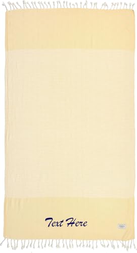 Personalized Embroidered Beach Towel | Throw Blanket, Easy Carry, Sand Free, Highly Absorbent, Quick Dry, Turkish Towels for Camping Bath Beach Gym Pool Yoga SPA by Lahammam, Mediterranean, Yellow - color: Yellow, size: Mediterranean