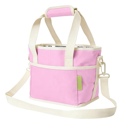 Family Size 4 Compartment Drink Carrier Bag, Cup Carrier Caddy for Hot & Cold Drinks, Portable Cup Holder for Car Travel, Beach, Picnic, Camping & Commute (Pink) - color: Pink