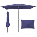 Rectangular Patio Umbrella, 6.5 x 10 ft Rectangle Table Umbrellas w/Heavy Duty Ribs, Effortless Crank and Push Button Tilt, Wind Resistant Sun Umbrella for Outdoor Patio, Navy Blue - color: Navy Blue