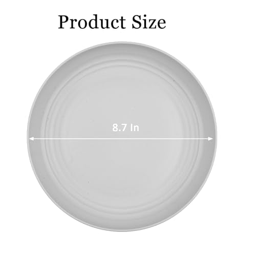 2 Pcs Wheat Straw Plates, 9Inch Unbreakable Dinner Plates, Reusable Plate for Camping,Picninc,Family Color Gray - color: Gray