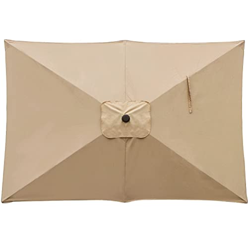 Blissun Rectangular Patio Umbrella, Table Market Umbrella with Tilt and Crank, Outdoor Umbrella for Garden, Deck, Backyard, Pool and Beach - color: Tan, size: 6.5 x 10 FT