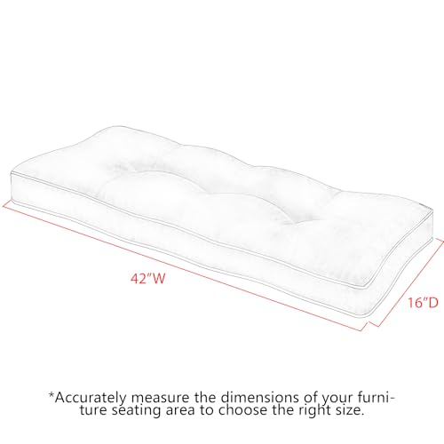 Favoyard Indoor/Outdoor Bench Cushion 42 x 16 Inch Waterproof & 3-Year Fade-Resistant Patio Furniture Cushions for Garden Porch Swing Chair Tufted Pad for Sofa Couch Seat with Ties, Red - color: Red, size: 42 x 16 In