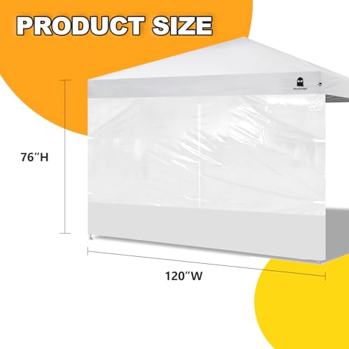 Clear Sidewall, Transparent Canopy Walls, Canopy Side Wall for 10x10 Pop Up Canopy - Straight Leg, Outdoor Instant Canopies Sidewall,1 Pack (White) - color: White - Spliceable