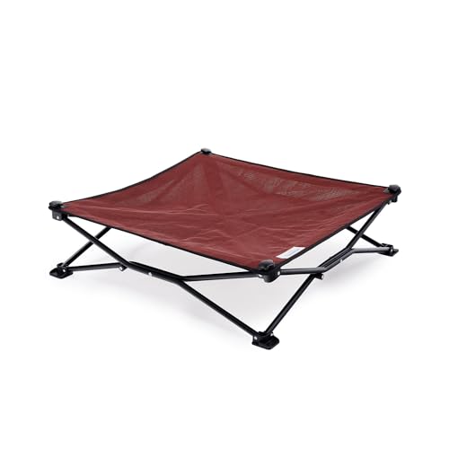 Coolaroo On-The-Go Elevated Dog Bed - Foldable Pop-Up Travel Dog Bed with Breathable, Moisture-Resistant Fabric, Carry Bag Included, Lightweight & Portable, Brick, Medium - color: Brick, style: Medium
