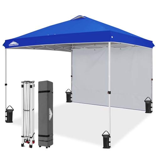 EAGLE PEAK Commercial Canopy 10x10 Pop Up Canopy Tent with 1 Sidewall, Easy Setup Heavy Duty Instant Event Shelter for Vendors & Markets, Outdoor Sun Shade, Blue - color: Blue, size: 10x10