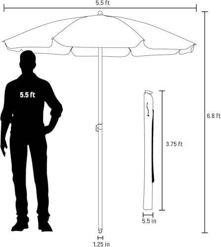 PICNIC TIME 5.5 Ft Portable Beach Umbrella, Lightweight UV Protection Sunshade with Tilt Pole & Carry Bag, Outdoor Canopy Umbrella for Beach, Sand, Pool, Patio, Camping, Travel, or Backyard Shade, (Navy Blue) - color: Navy Blue