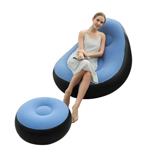 AIZYR Inflatable Sofa with Air Pump, Blow Up Lounger Chair Inflatable Patio Lounge Chairs Portable Couch for Rooms, Camping Picnic Beach,Blue - color: Blue