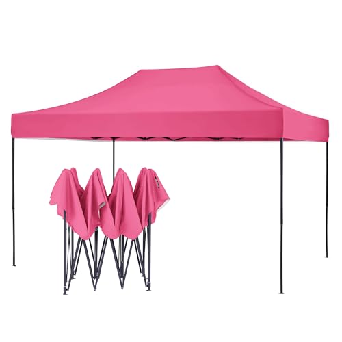 AMERICAN PHOENIX 10x15 Tent Pop Up Canopy Easy Portable Commercial Instant Canopies Outdoor Market Shelter (10'x15' (Black Frame), Pink) - color: Pink