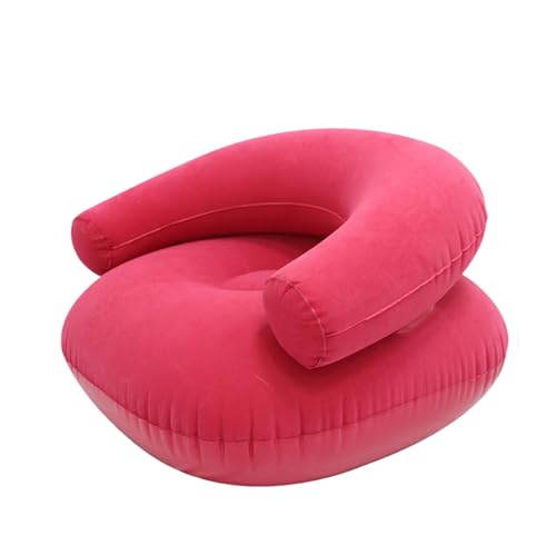 Inflatable Lounge Chair – Flocking PVC 73x73x52cm | Flocked Lounger Seat Lightweight Air Sofa | Portable Blow Up Chair for Outdoor Beach Pool Stadium Travel Living Room and Bedroom Use - color: Hot Pink