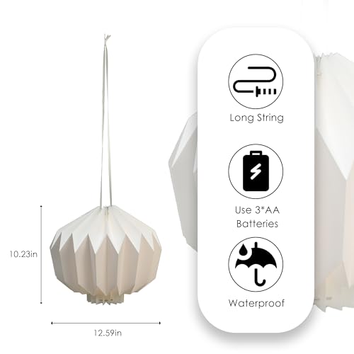 Battery Operated Outdoor Paper Lantern — 2Pack Waterproof Hanging Decorative Light with Remote Timer, Foldable Pendant Paper Lantern for Patio Garden Backyard, Porch Decor - style: Lantern-2pc