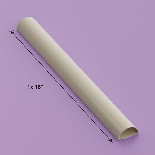 D-Line TV Wire Hider, Half Round Cord Cover for Wall Mount TV, Hinged One-Piece Raceway, Paintable, Self-Adhesive Cable Management - 2" (W) x 1" (H) x 18" Length - Beige - color: Beige