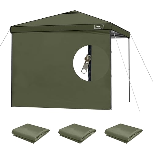 KAMPKEEPER 10X10 Canopy Tent Sidewalls with Zipper for Canopy Frame, 3Pcs Sunwalls Only, UPF50+ Waterproof Side Walls(Olive Green) - color: Olive Green