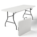 Folding Table 6ft - Heavy Duty Plastic Table with Handle, Foldable & Portable, Fold-in-Half Utility Tables for Outdoor, Dining, Wedding, Events, Indoor, Picnic, Camping, Party (White) - color: White, size: 6ft