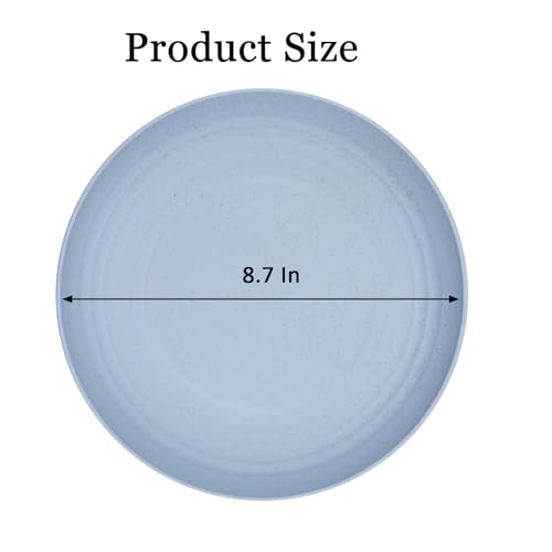 Wheat Straw Plates Set of 2, 9 Inch Unbreakable Dinner Plates, Reusable Plate for Camping,Picninc,Family Dinner, Dishwasher & Microwave safe (Green and Blue) - color: Blue,Green