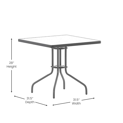 Flash Furniture Barker 31.5'' Square Tempered Glass Metal Table, Silver - color: Clear Top/Silver Frame, size: 31.5" Square
