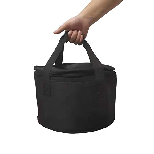 Set of 2 Polyester Fabric Round Thermal Casserole Carrier,Reusable Insulated Lunch Cooler Bag,Pie Carrier for Potluck,Picnics,Collapsible Cooler for Hot/Cold Food,11X7 inch - color: Black Color