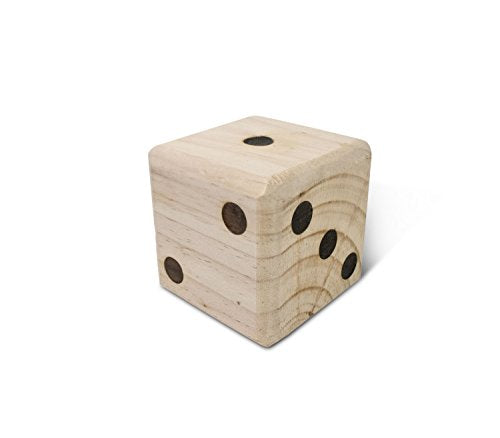 Giant 3.5" Wooden Yard Dice with Laminated Yardzee and Farkle Scoresheets and Durable Carrying Case