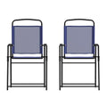 Flash Furniture Mystic Folding Patio Sling Chairs, Outdoor Textilene Lawn Chairs with Armrests, Set of 2, Navy - color: Navy