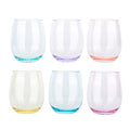 KOXIN-KARLU Classic 18-ounce Acrylic Stemless Wine Glasses, Unbreakable Mixed Drinkware Plastic Tumbler, set of 6 Mutlicolor - color: Multicolor