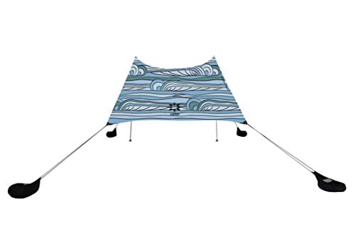 Neso Portable Beach Tent Sun Shelter - Lightweight Beach Shade Canopy - Easy Setup for Family Outings - Patented Reinforced Corners - UPF 50+ Sun Protection - color: Swells