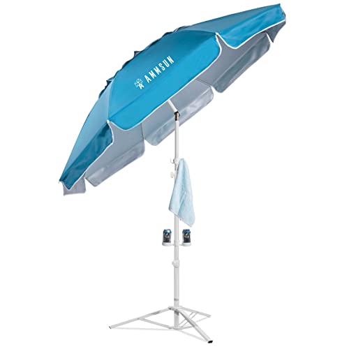 AMMSUN Shade Umbrella, Premium Portable Umbrella with Stand, 6.5ft Lightweight Free Standing Canopy for Sporting Games, Adjustable Instant Sun Protection and Easy to Carry, Light Blue - color: Light Blue