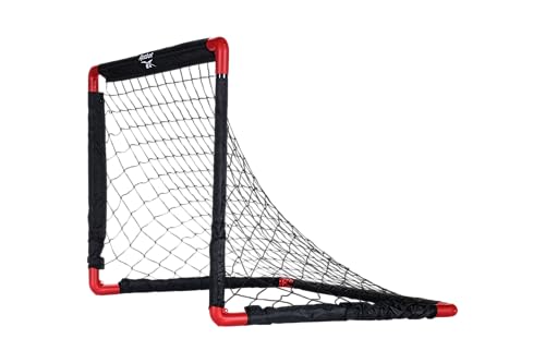 Reebok - Foldable Soccer Net Set with 3 Size Soccer Ball, Ball Pump and 4 Ground Stakes, Junior Soccer Goal Set for Kids Outdoor Backyard Training and Play