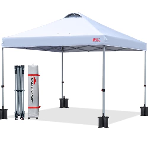 MASTERCANOPY Durable Pop-up Canopy Tent with Roller Bag (White) - color: White, size: 6.6x6.6
