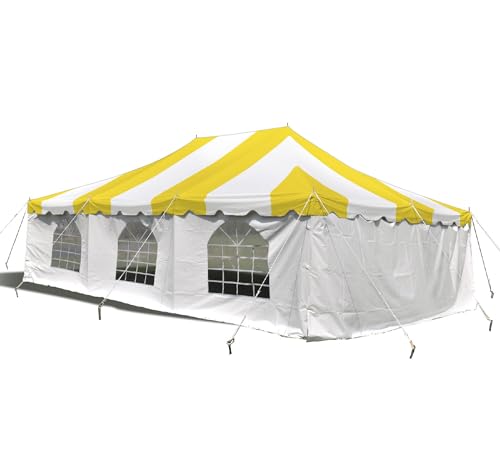 Party Tents Direct 20'x 30' Weekender Canopy Pole Tent with Sidewalls - Easy Up Canopy Tent with 120 Person Capacity - Outdoor Canopies for Parties, Weddings, and Events (Yellow/White) - color: Yellow, size: 20' x 30'