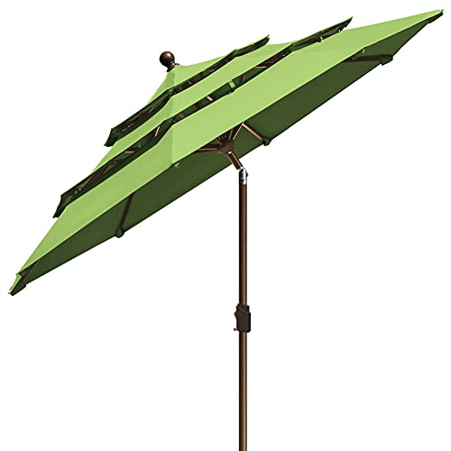 EliteShade USA 10-Year-Non-Fading 9ft 3-Tier Market Patio Umbrella, Commercial Grade Outdoor Table Umbrella with Crank Open, Windproof & UPF 50+ UV Protection, Heavy Duty Ventilation for Garden, Deck, Pool, Backyard, Beach & Bistro, Macaw Green - color: M