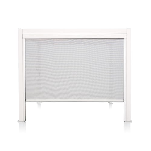 Mirador Accessory - 10Ft Side Adjustable Pull Down Screen for Mirador pergola 111S Series, Enhance Outdoor Living Space with Pull-Down Sun Shade, Wind Block, UV Resistant, White, not pergola - color: White, size: 10Ft Side(for 111 series)