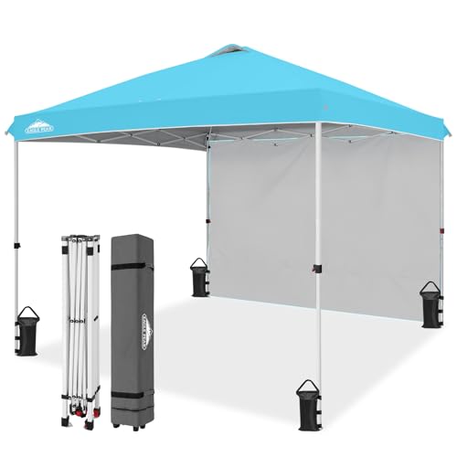 EAGLE PEAK Commercial Canopy 10x10 Pop Up Canopy Tent with 1 Sidewall, Easy Setup Heavy Duty Instant Event Shelter for Vendors & Markets, Outdoor Sun Shade, Light Blue - color: Light Blue, size: 10x10